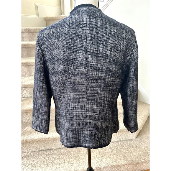 Talbots Navy Boucle Tweed Ruffle Trim Blazer - Picture 3 of 7